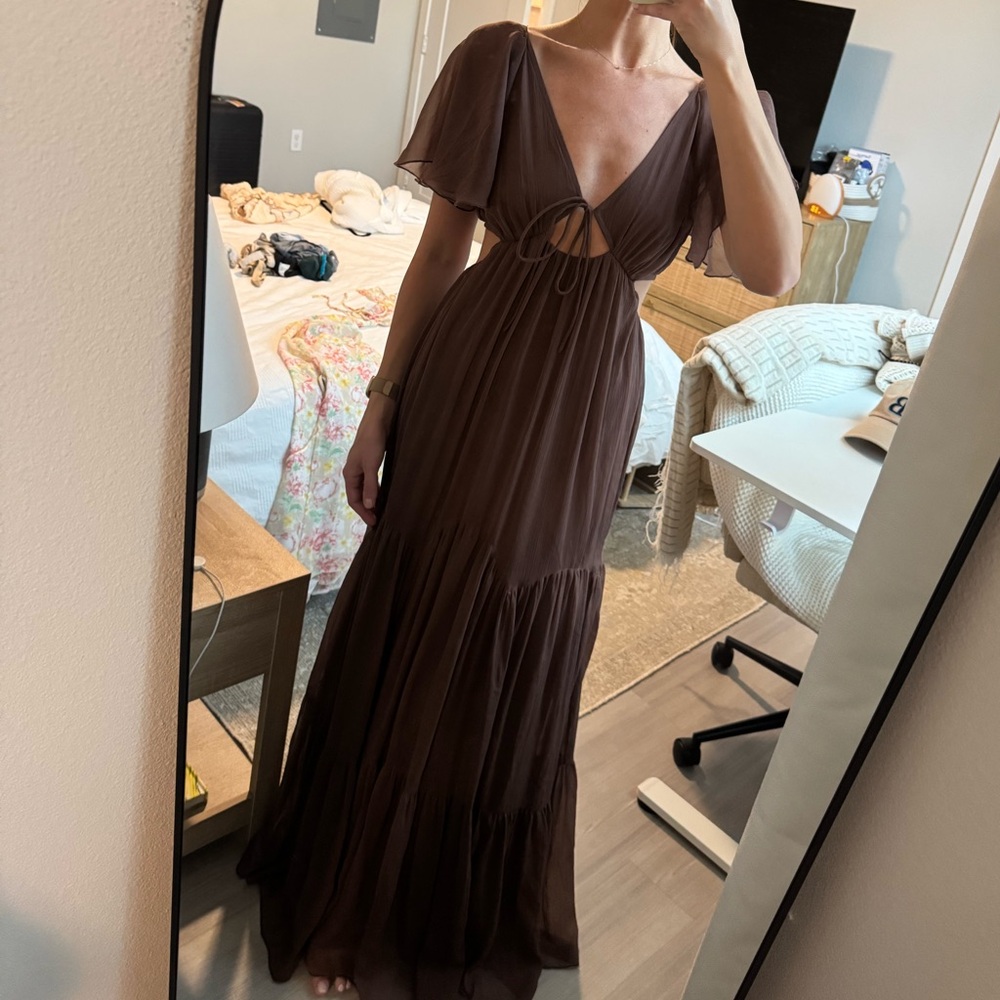 ASOS Design Brown Maxi Cutout Dress
